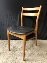 STOL, bok, svart läderimitation, "Terje" Ikea, 1960/70-tal.