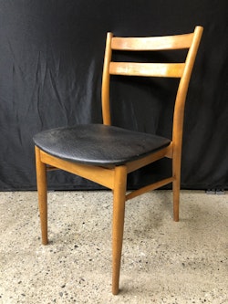 STOL, bok, svart läderimitation, "Terje" Ikea, 1960/70-tal.