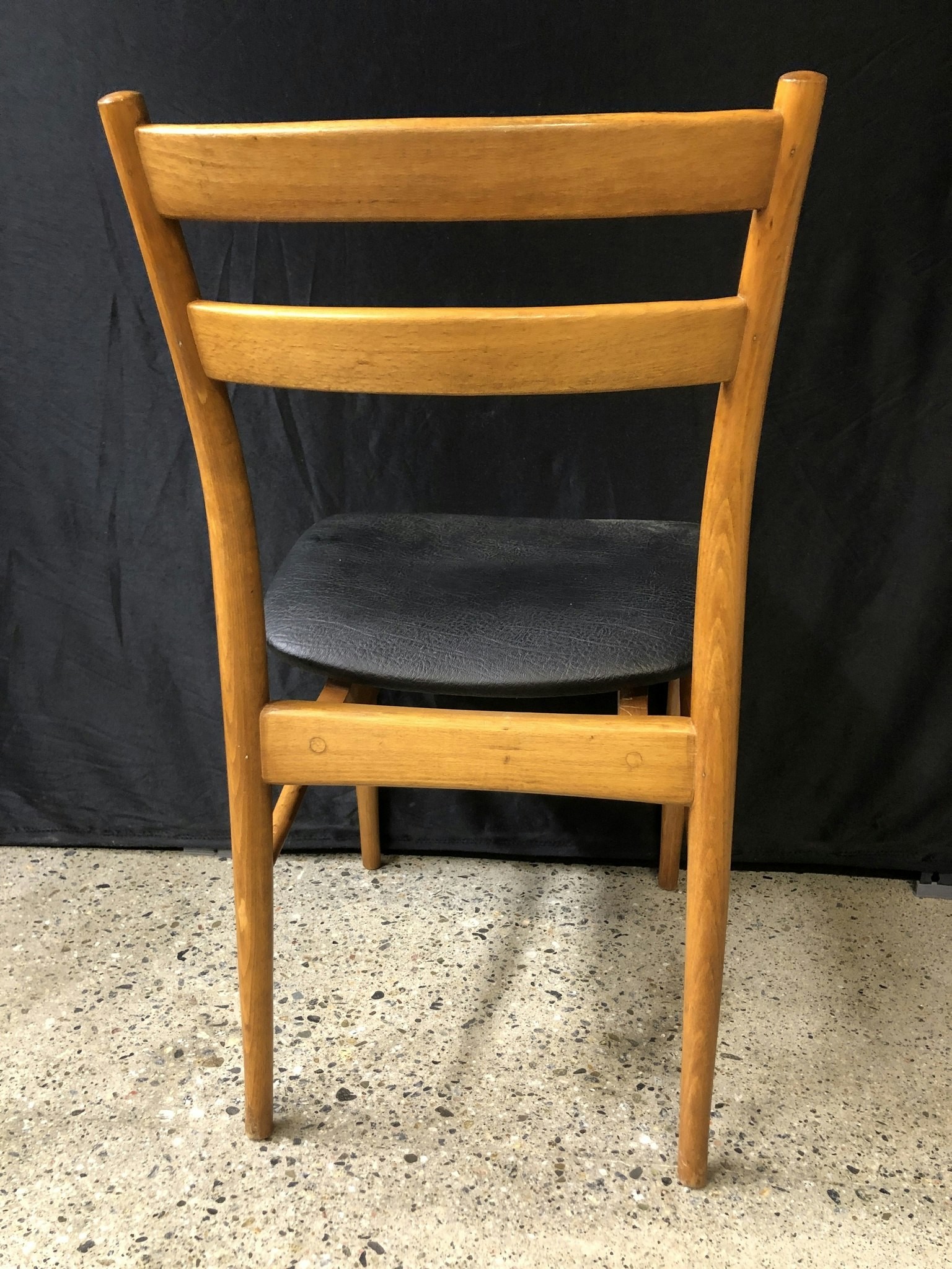 CHAIR, beech, black imitation leather, "Terje" Ikea, 1960s/70s.