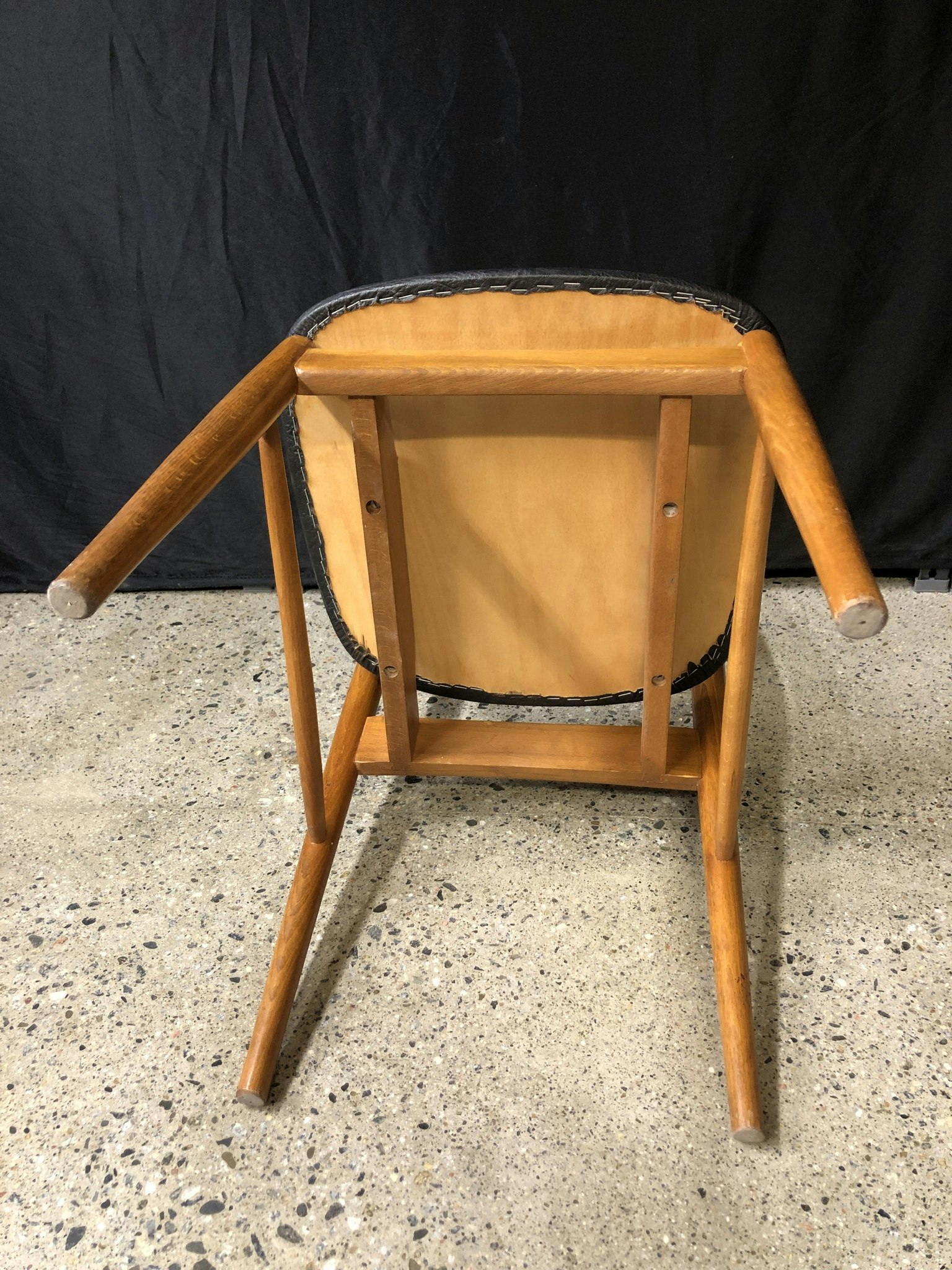 CHAIR, beech, black imitation leather, "Terje" Ikea, 1960s/70s.