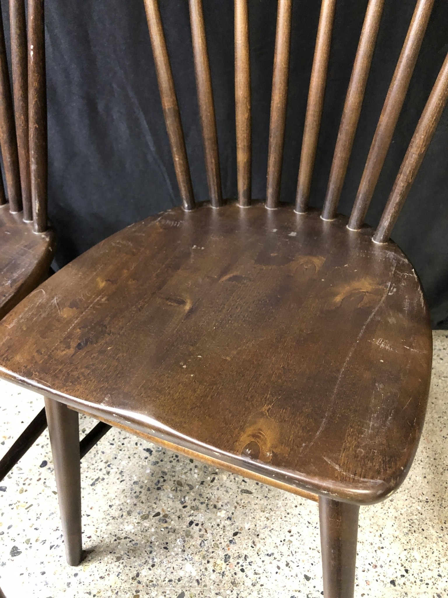 STICKER CHAIR, dark stained wood, "Florida" no. 55, Wigells, 1950s/60s.