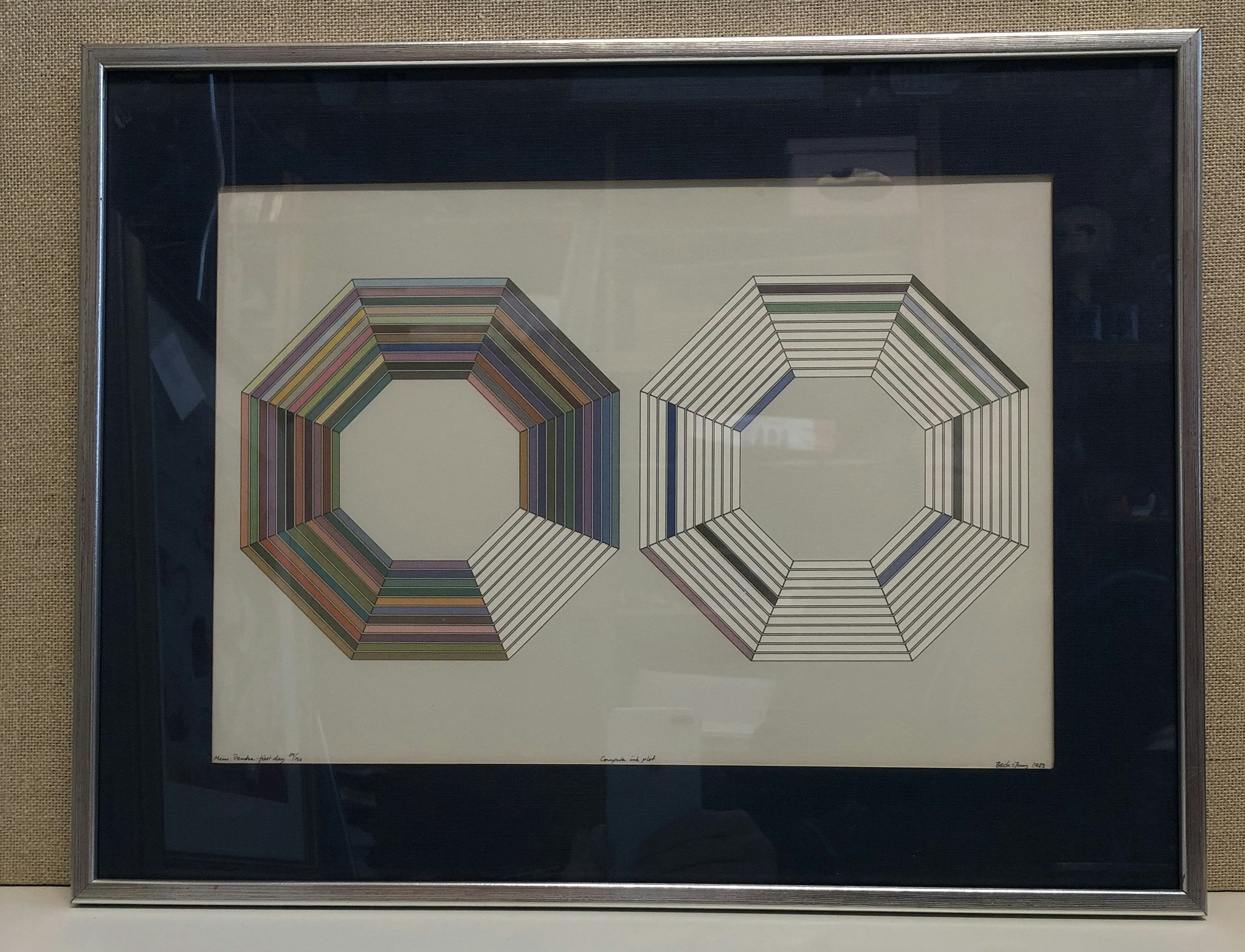 BECK & JUNG, litografi, "Computer ink plot", signerad, daterad 1983 samt numrerad 114/150