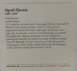 SIGRID HJERTEN, tryck, "Ateljéinteriör".