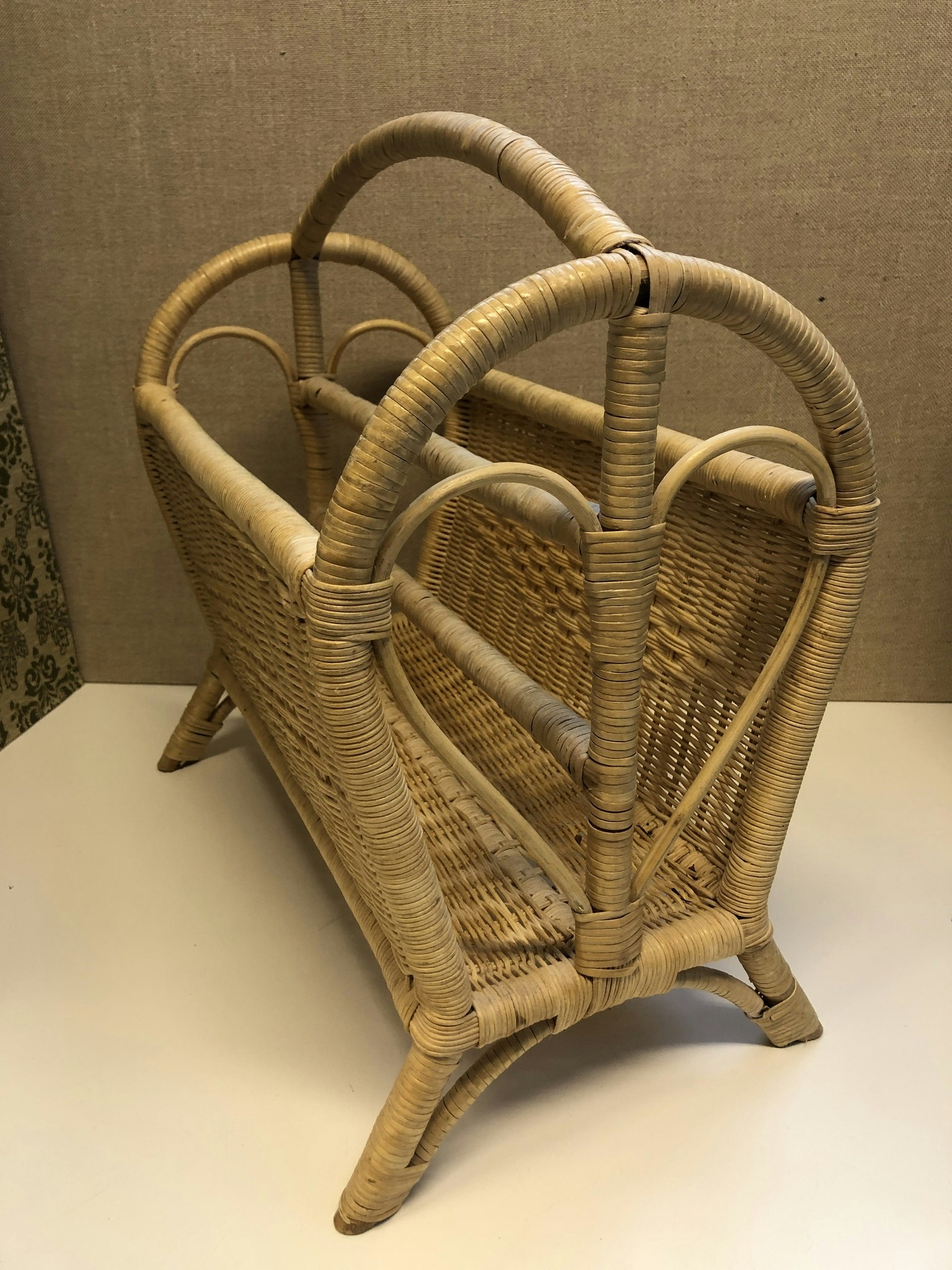 NEWSPAPER BASKET, rattan, second half of the 20th century.