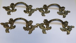 BESLAG, 4 st. metall, rokokostil, 1900-talets mitt.