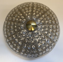 TAKLAMPA, "Takplafond", glas/mässing, Carl Fagerlund, Orrefors, 1900-talets andra hälft.