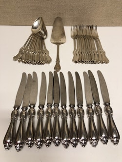 BESTICK 37 delar, nysilver, "Olga" GAB, 1900 talets andra hälft.