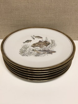 6 FOOD PLATES, porcelain, SCHONWALD.