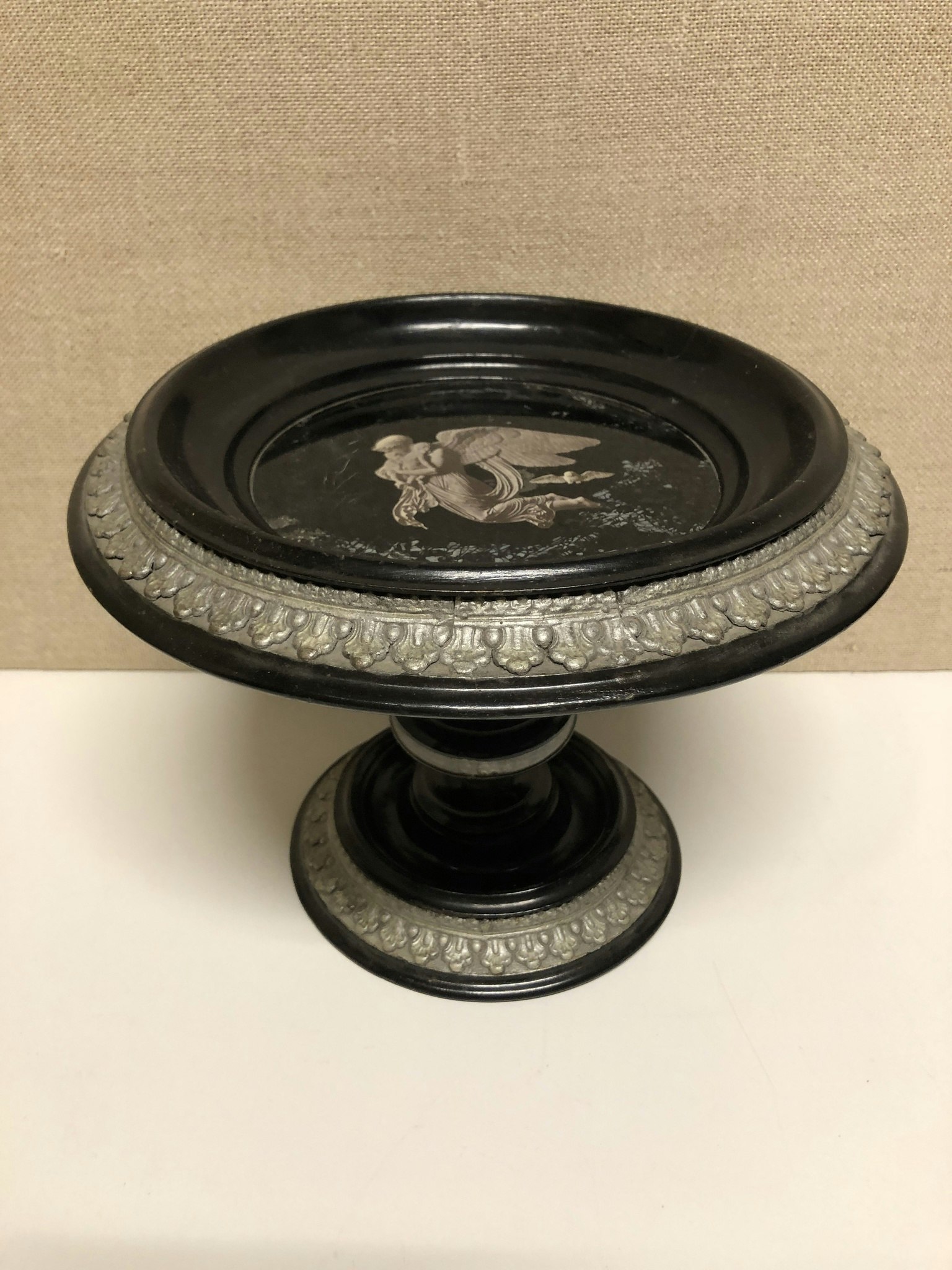 TAZZA, trä/metall, 18/1900-tal.