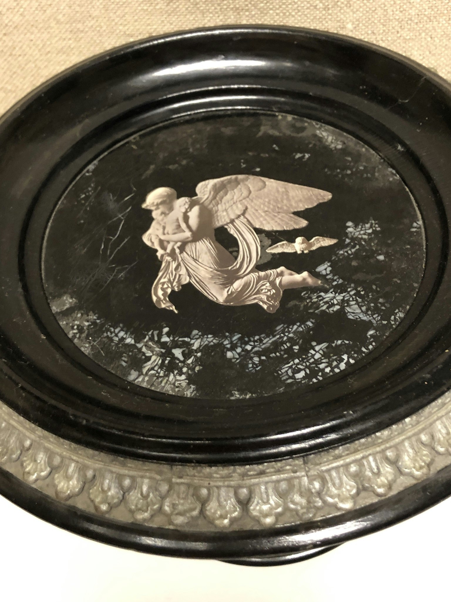 TAZZA, trä/metall, 18/1900-tal.