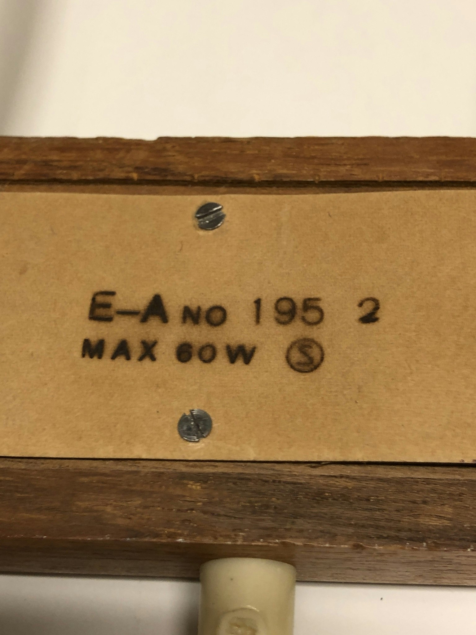 VÄGGLAMPA, teak/metall, E-A No. 195 2, 1950/60-tal.