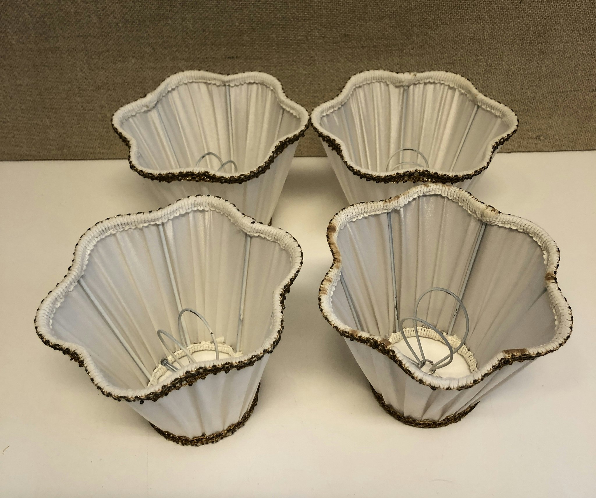 LAMPSKÄRMAR 4 st, metall/textil, 1900-talets mitt.