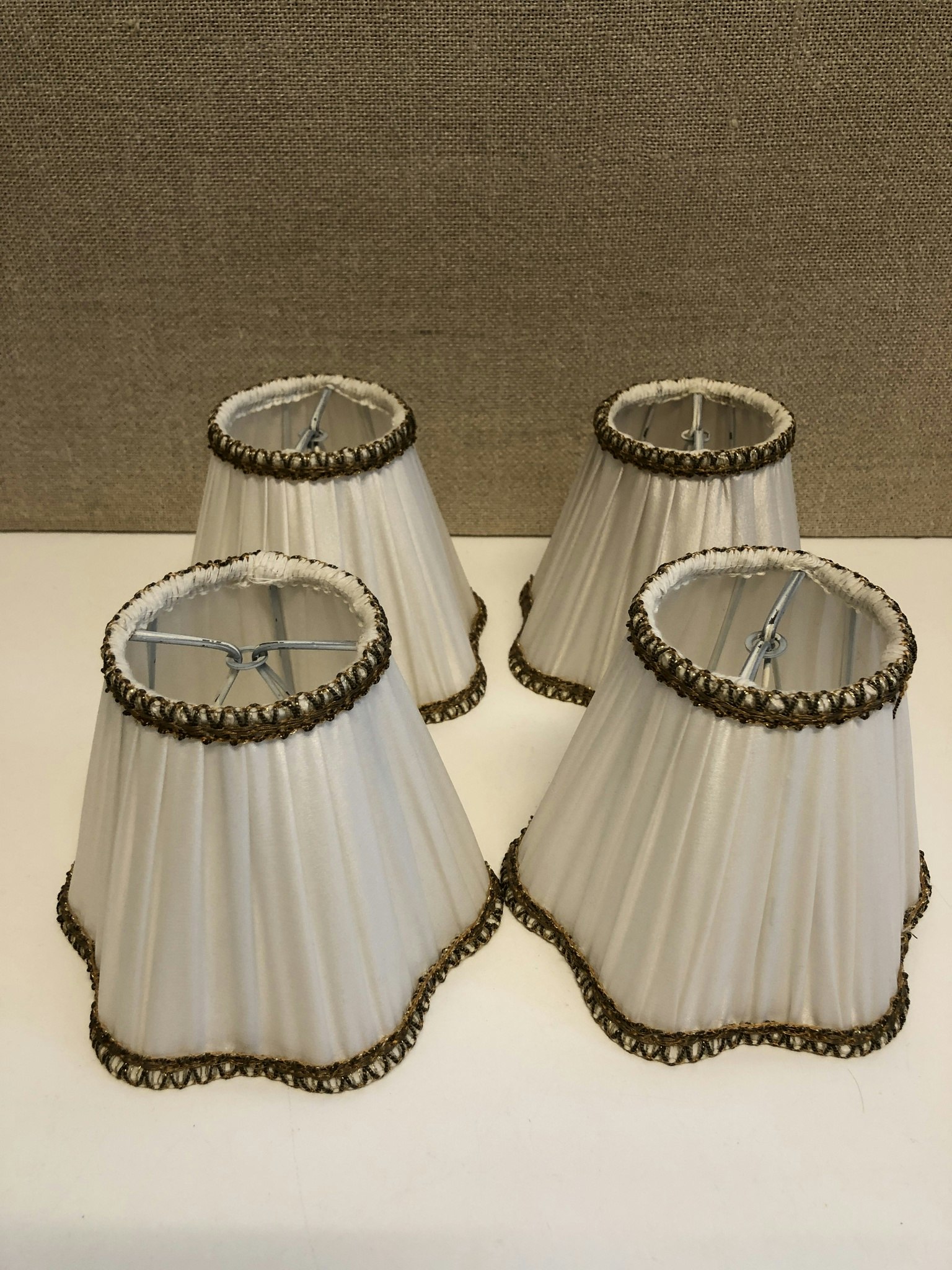 LAMPSKÄRMAR 4 st, metall/textil, 1900-talets mitt.