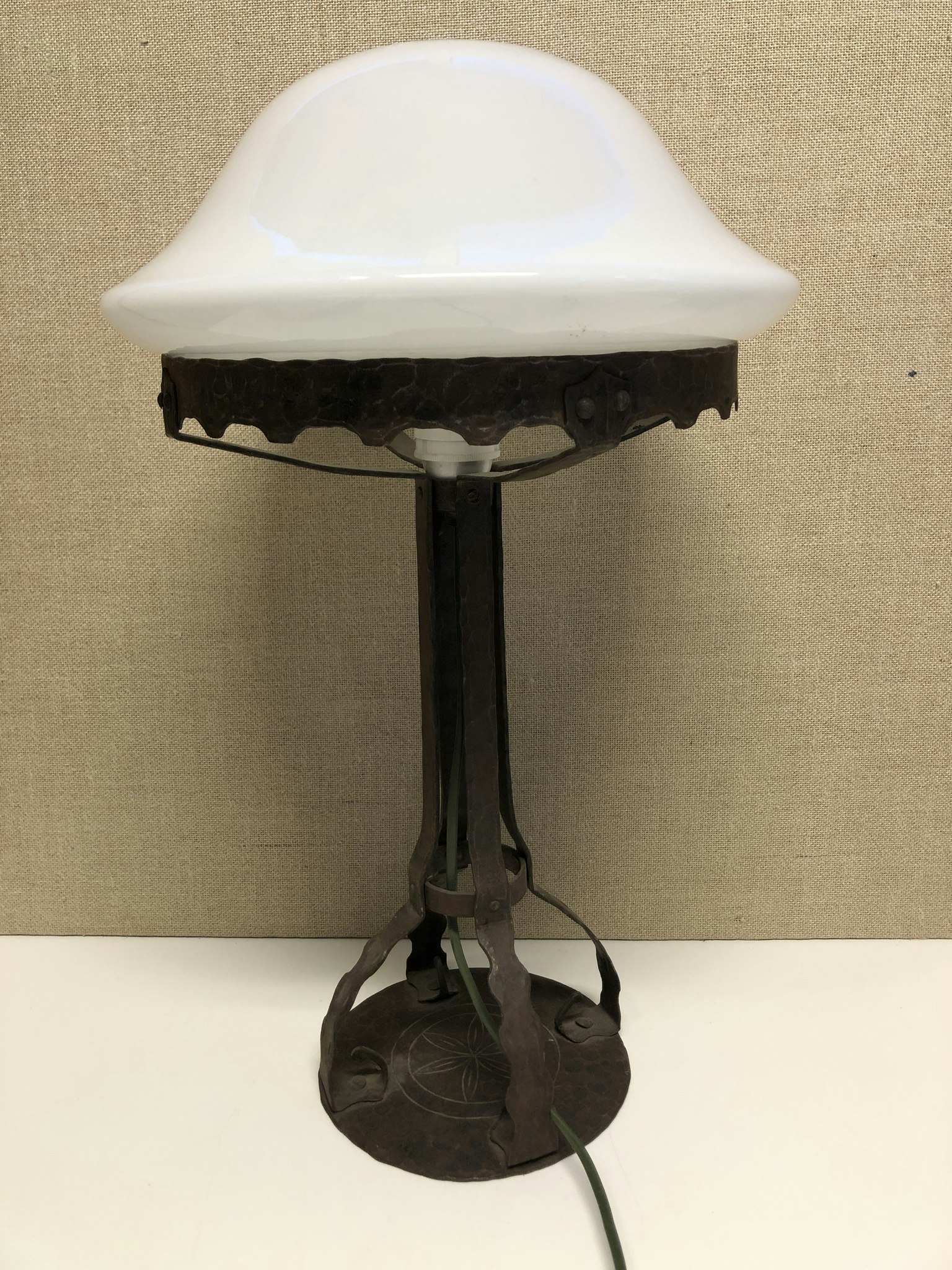 STRINDBERGS LAMP, wrought iron/glass, Art Nouveau, early 1900s.