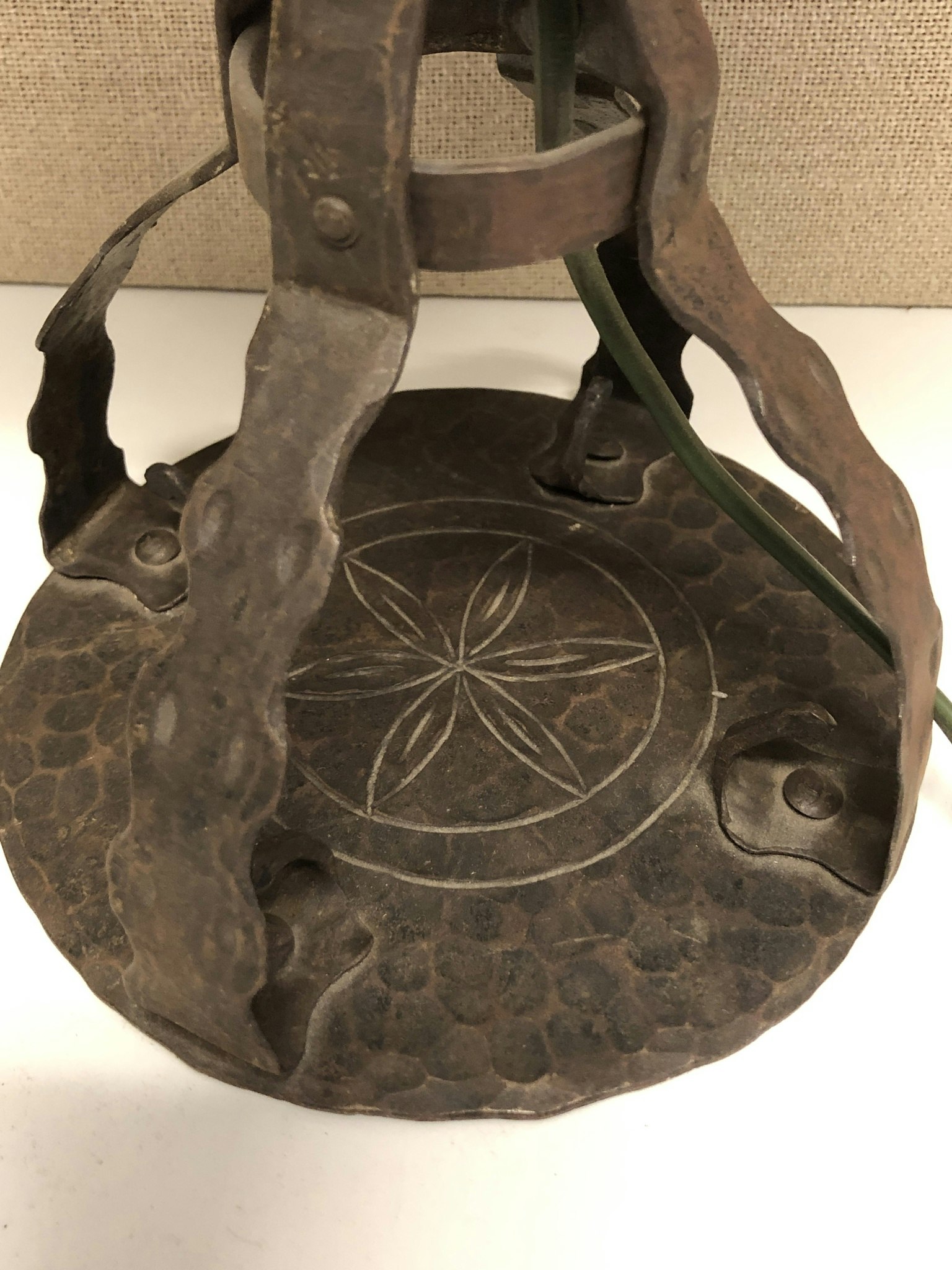 STRINDBERGS LAMP, wrought iron/glass, Art Nouveau, early 1900s.