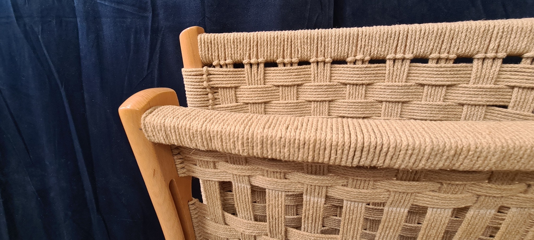 EBERT WELLS. Folding Chair, trä/rep, Jugoslavien, 1969-tal.