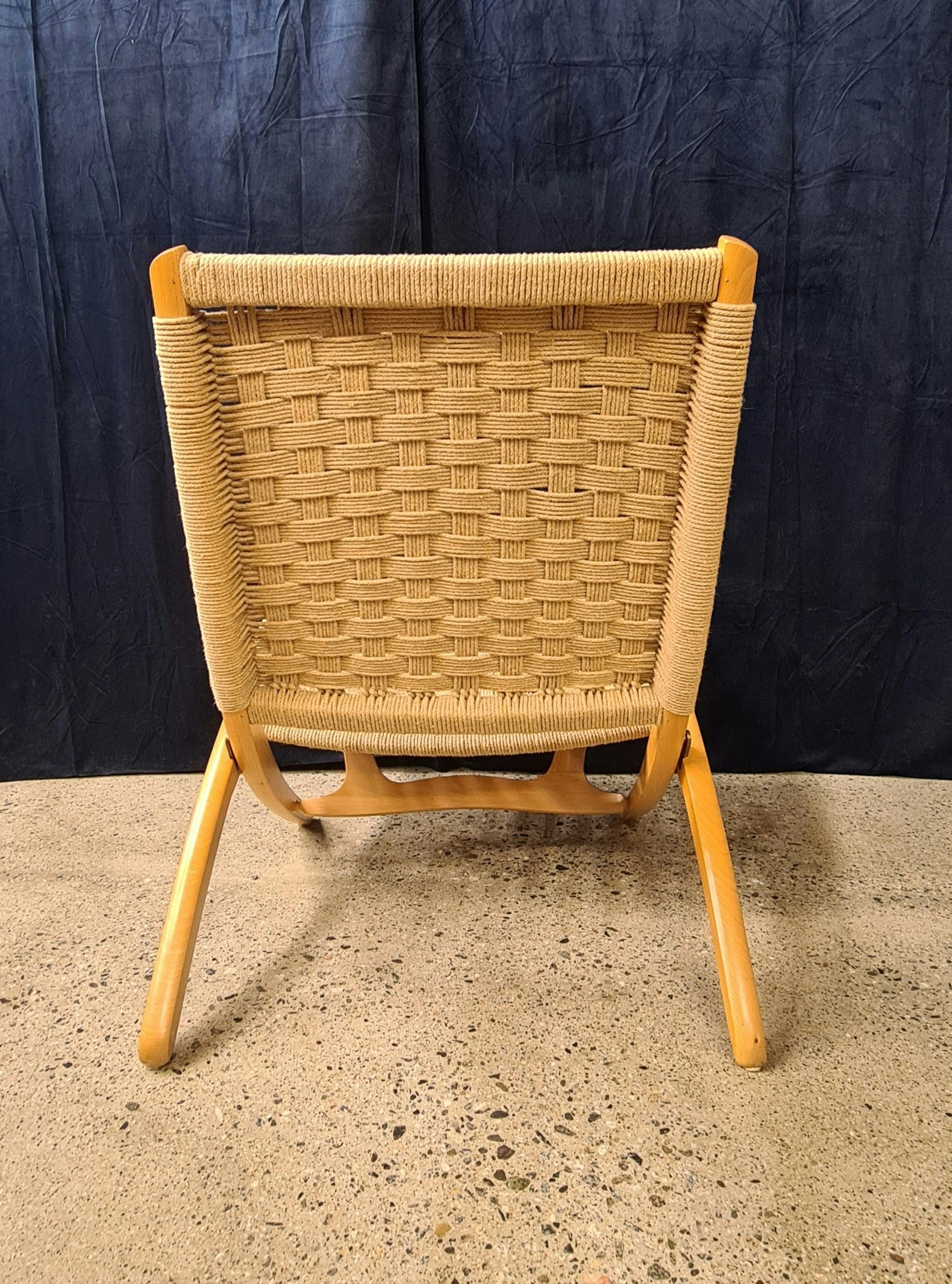EBERT WELLS. Folding Chair, trä/rep, Jugoslavien, 1969-tal.