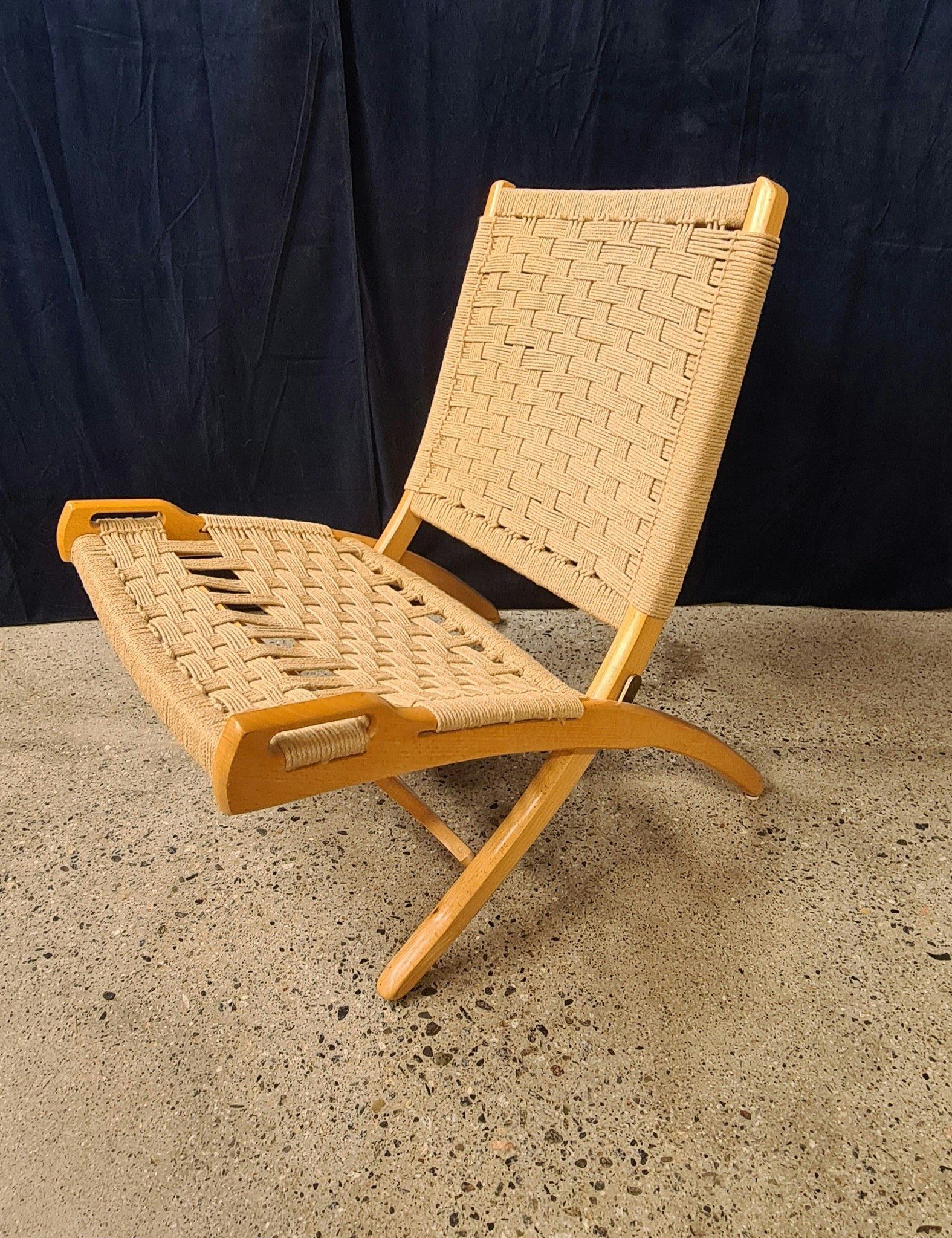 EBERT WELLS. Folding Chair, trä/rep, Jugoslavien, 1969-tal.