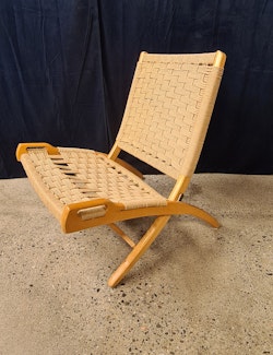 EBERT WELLS. Folding Chair, trä/rep, Jugoslavien, 1969-tal.