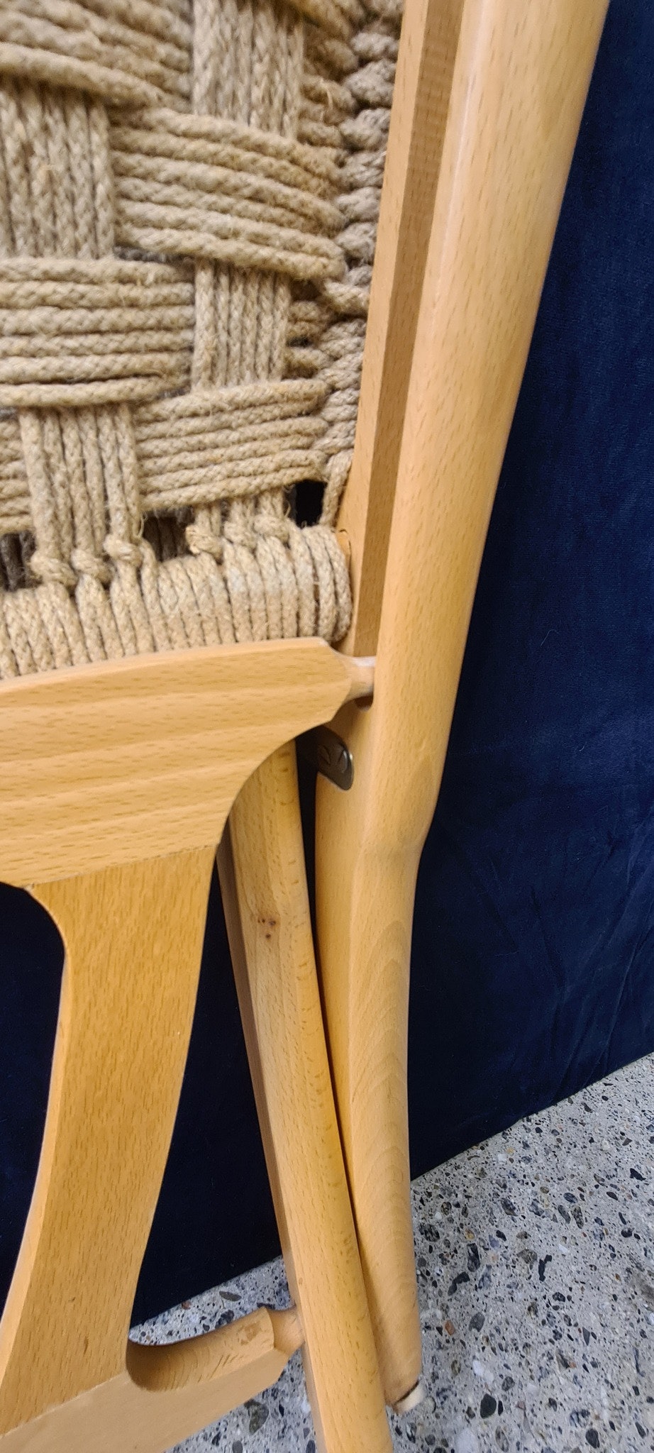 EBERT WELLS. Folding Chair, trä/rep, Jugoslavien, 1969-tal.