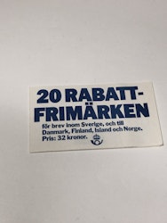 20 RABATT-FRIMÄRKEN, postfriska, för brev, inom Sverige, Danmark,Finland, Island, och Norge.