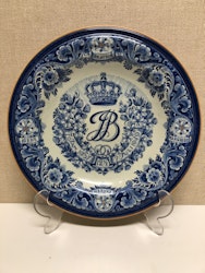 PLATES, blue/white, porcelain, Royal Delf, 12.5 years of marriage Queen Juliana & Prince Bernard 1949