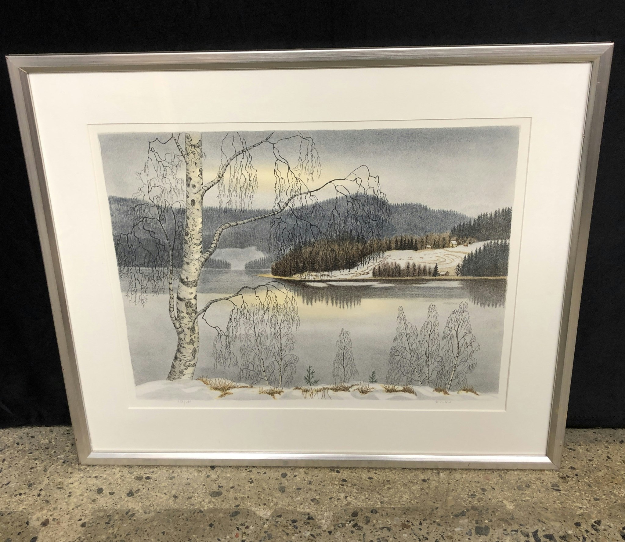 PER JULIUS. Vinterlandskap, färglitografi, signerad samt numrerad 258/360.