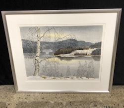 PER JULIUS. Vinterlandskap, färglitografi, signerad samt numrerad 258/360.