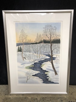 PER JULIUS. Vinterlandskap, färglitografi, signerad samt numrerad 258/360.