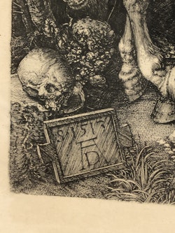 ALBRECHT DÜRER. Efter, "Knight, Death and the Devil" etsning, signerad och daterad i trycket 1513.