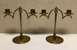 KANDELABRAR ett par, mässing, O.H. Lagerstedt, Eskilstuna, Swedish Grace, 1930/40-tal.