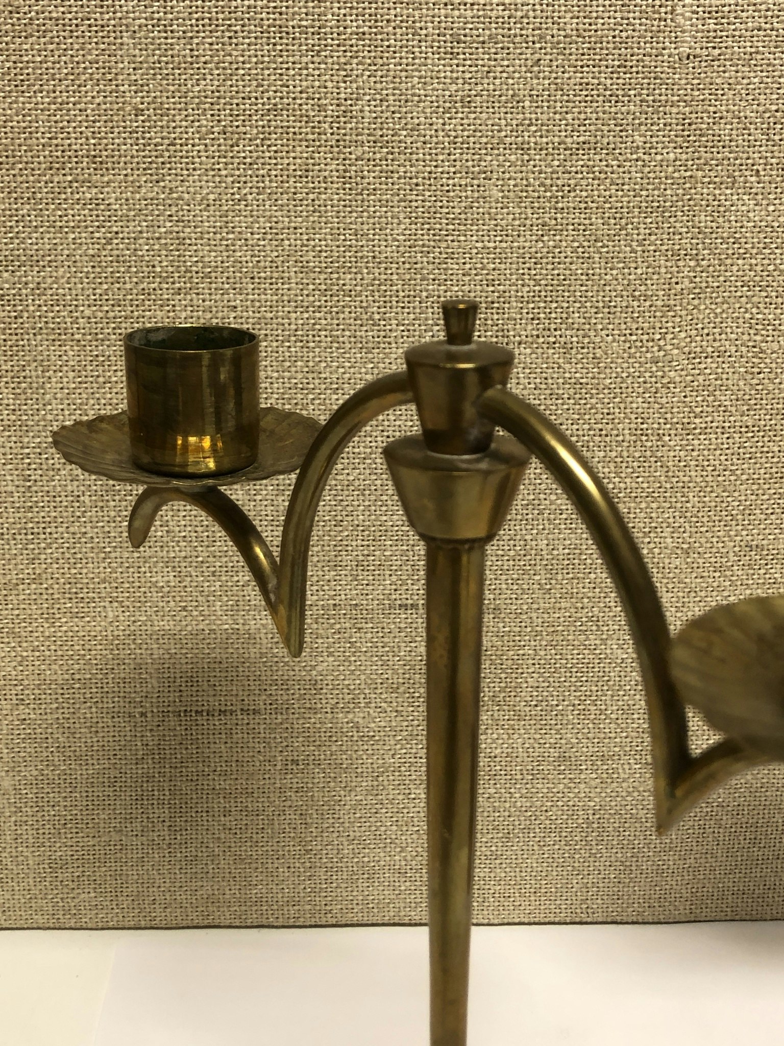 KANDELABRAR ett par, mässing, O.H. Lagerstedt, Eskilstuna, Swedish Grace, 1930/40-tal.