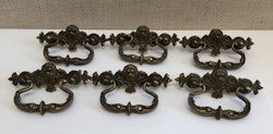 MÖBELBESLAG, 6 st. mässing, nyrenässans 18/1900-tal.