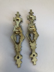 NYCKELSKYLTAR 2 st, bronserad metall, nyrenässans, 1800 talets slut.