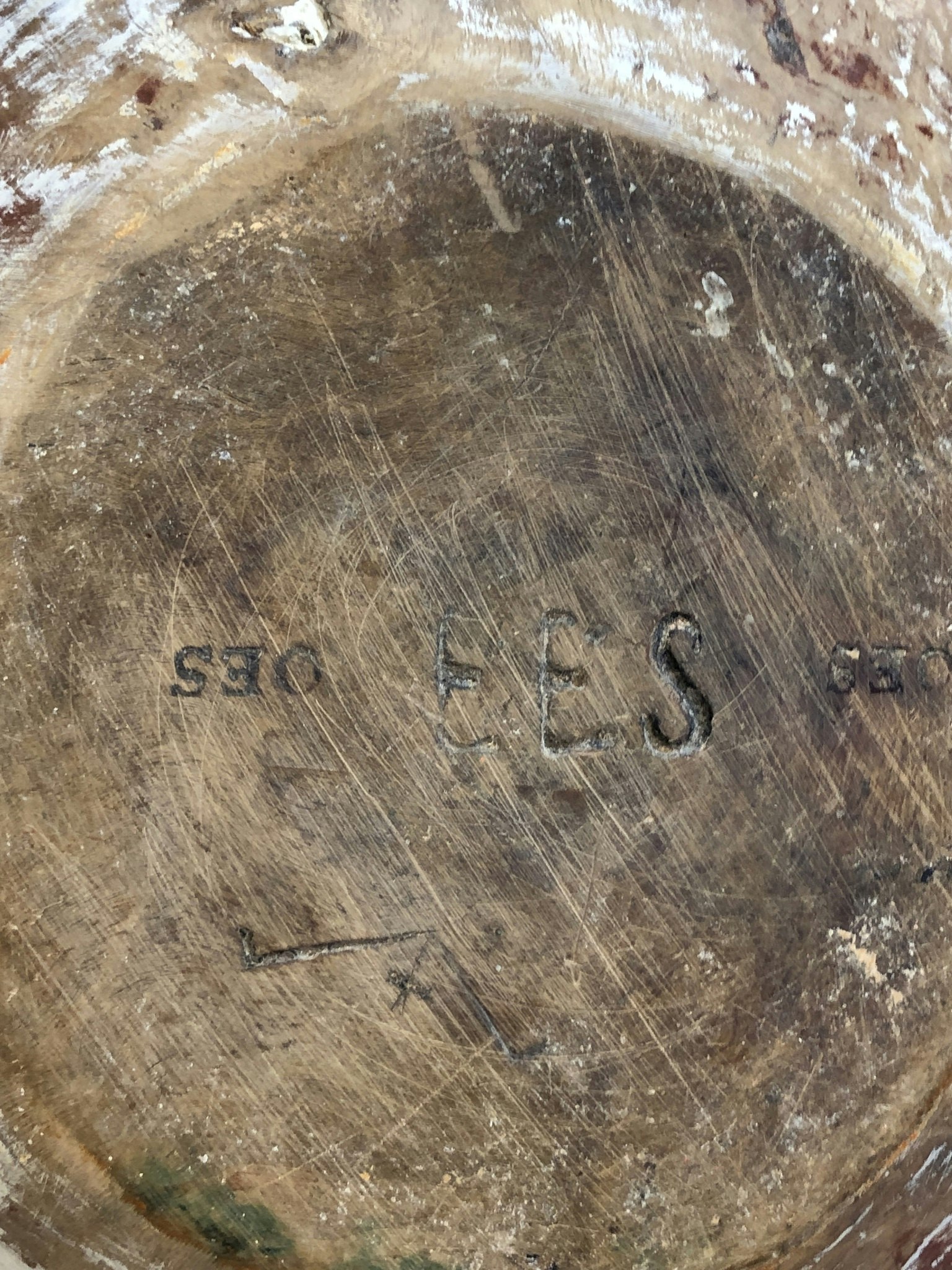 TRÄSKÅL, bemålad, allmoge, 1800-talets första hälft.