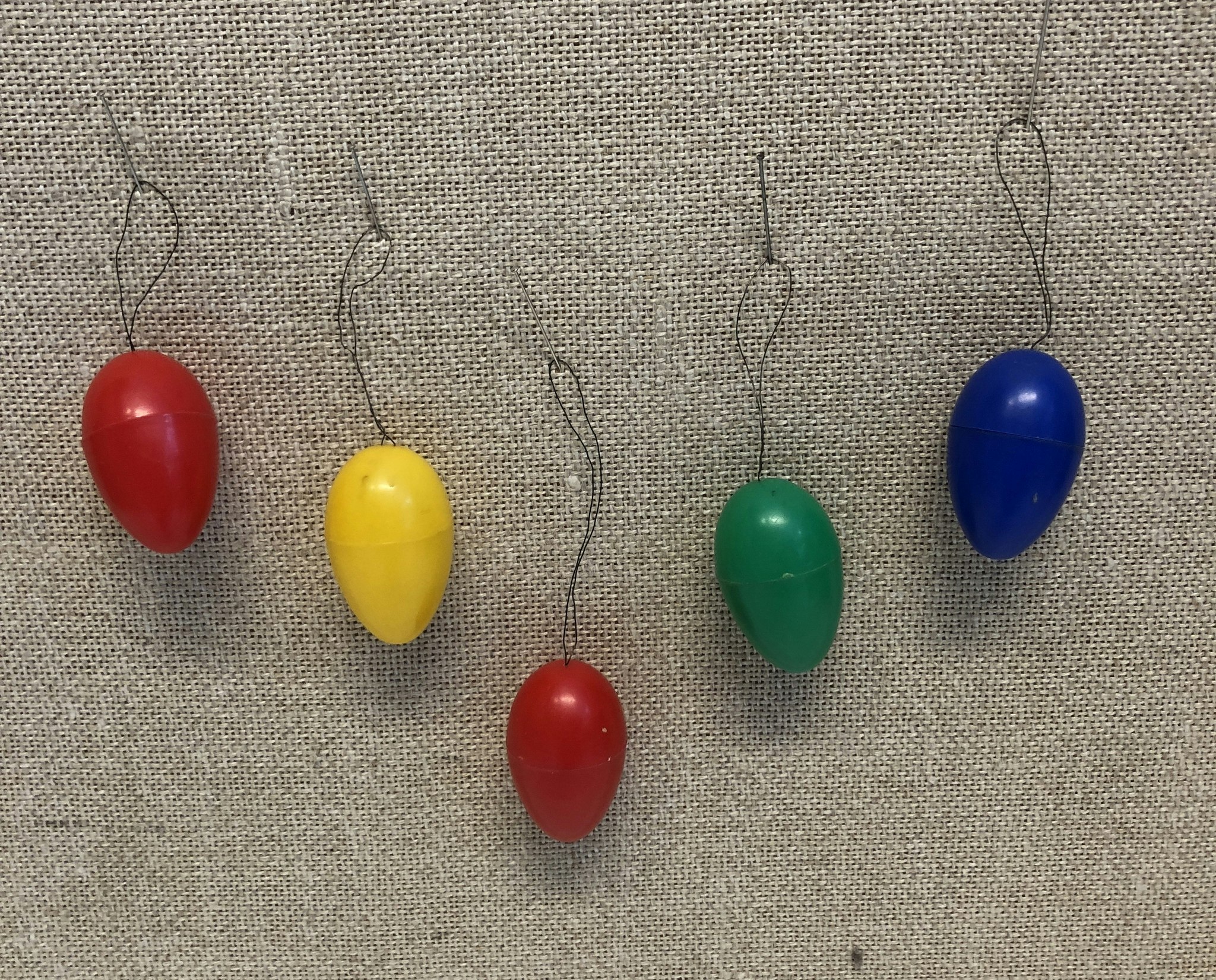 EASTER EGGS 5 pcs. plastic, Easter decorations, second half of the 20th century.