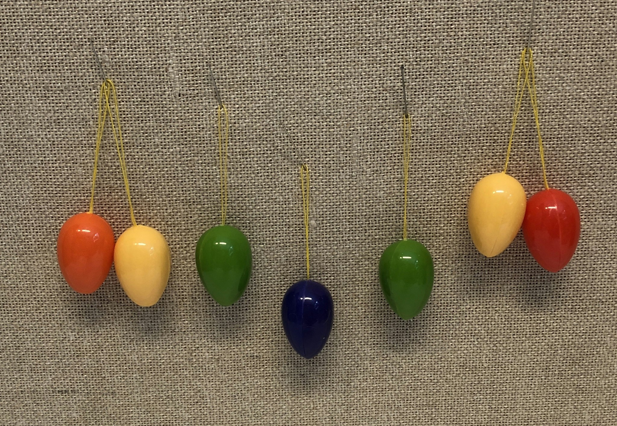 EASTER EGGS 7 pcs. plastic, Easter decorations, second half of the 20th century.