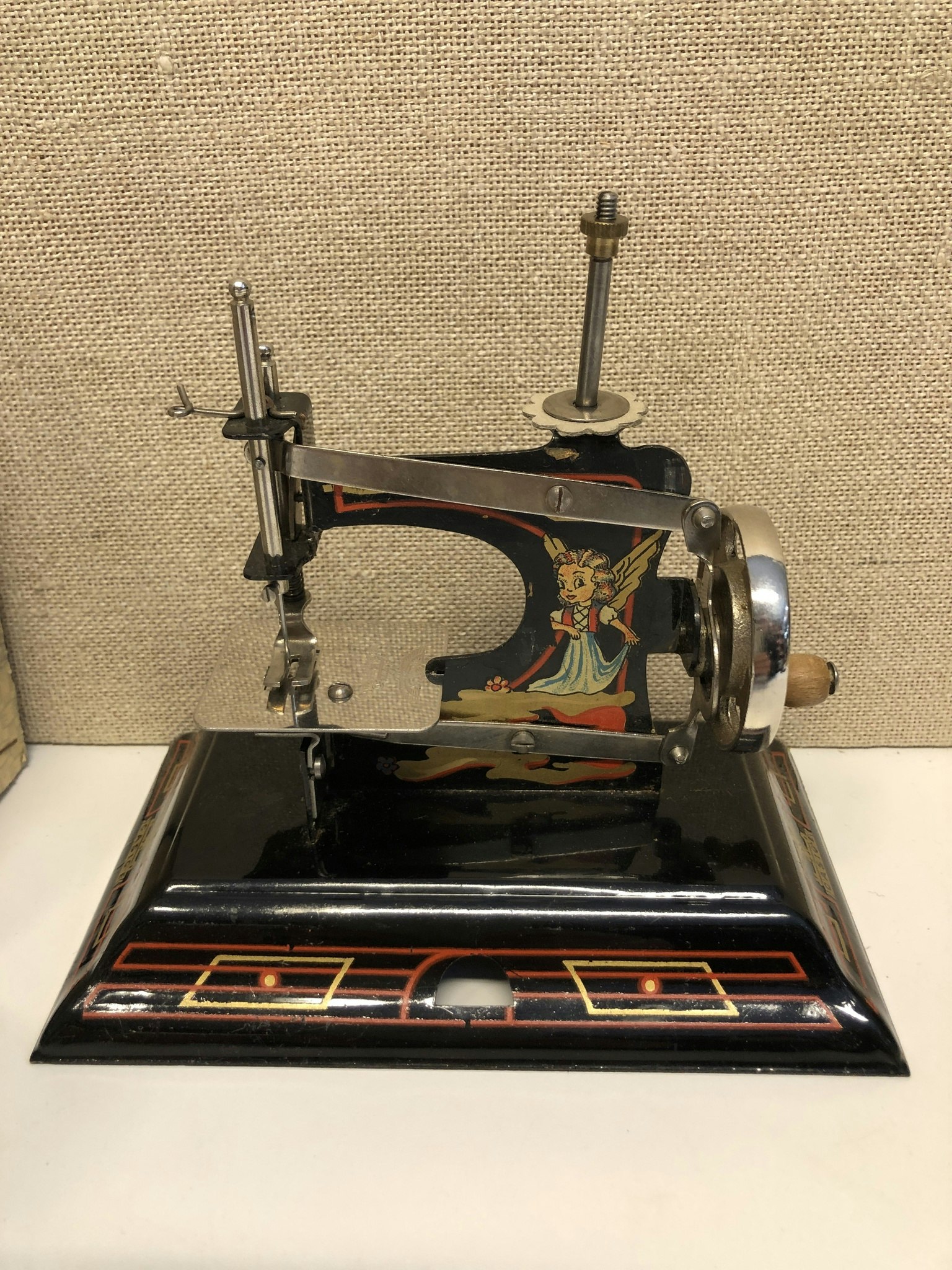 SEWING MACHINE, metal, children's model, original box, Casige, Germany, first half of the 20th century.