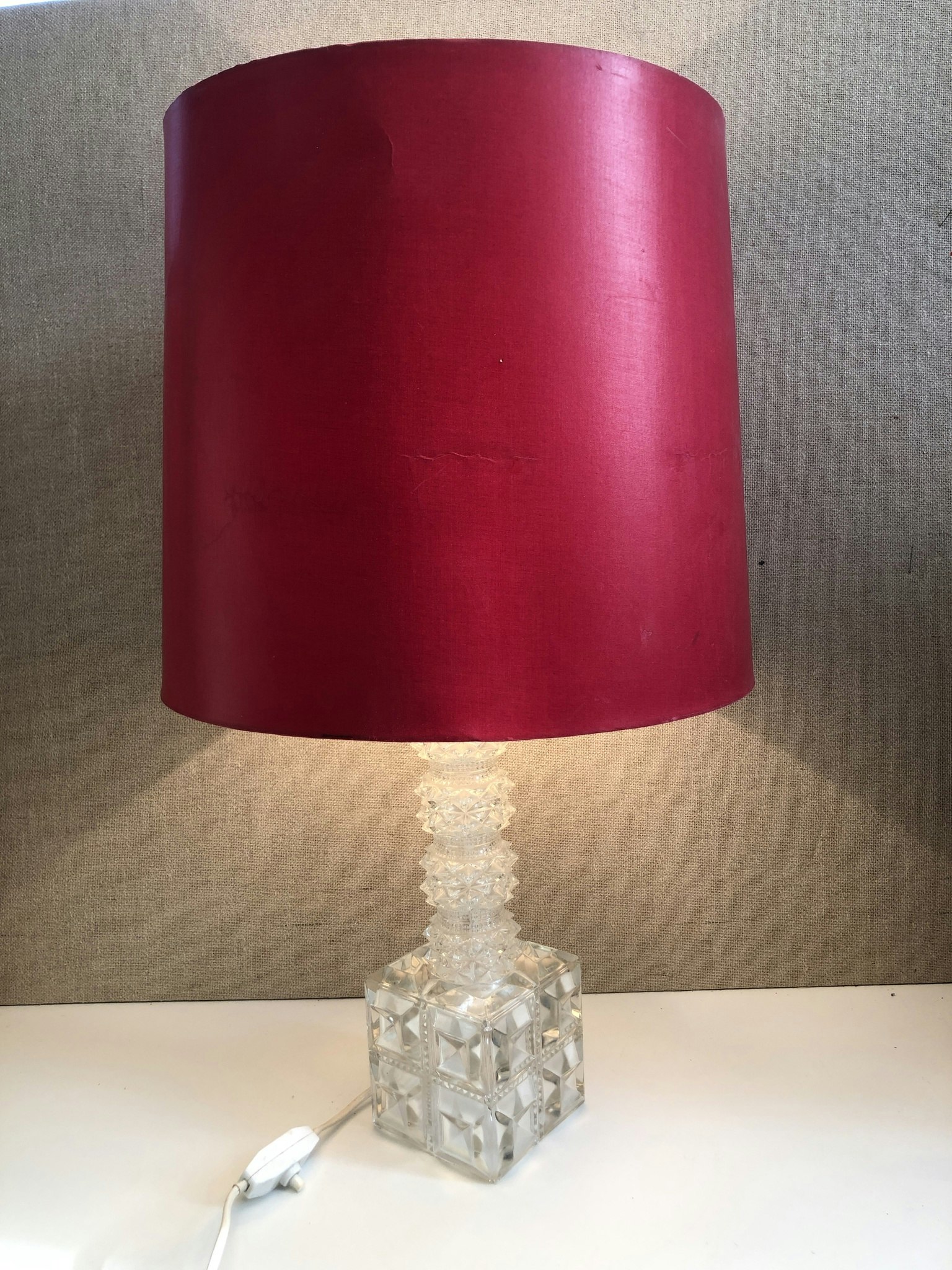 BORDSLAMPA, glas, 1960/70-tal.