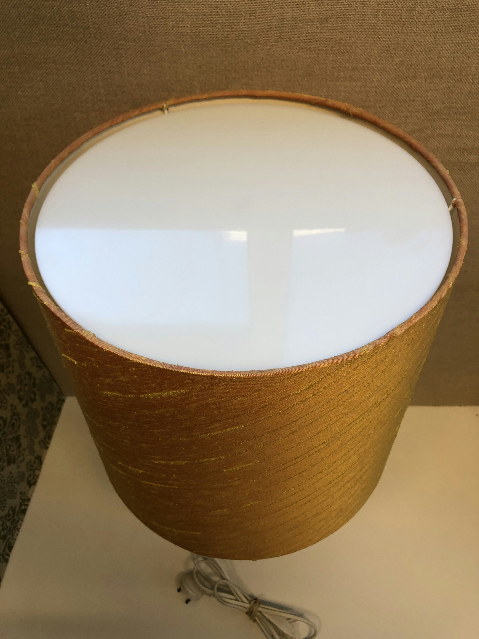 TABLE LAMP, wood/glass, 1960s/70s.