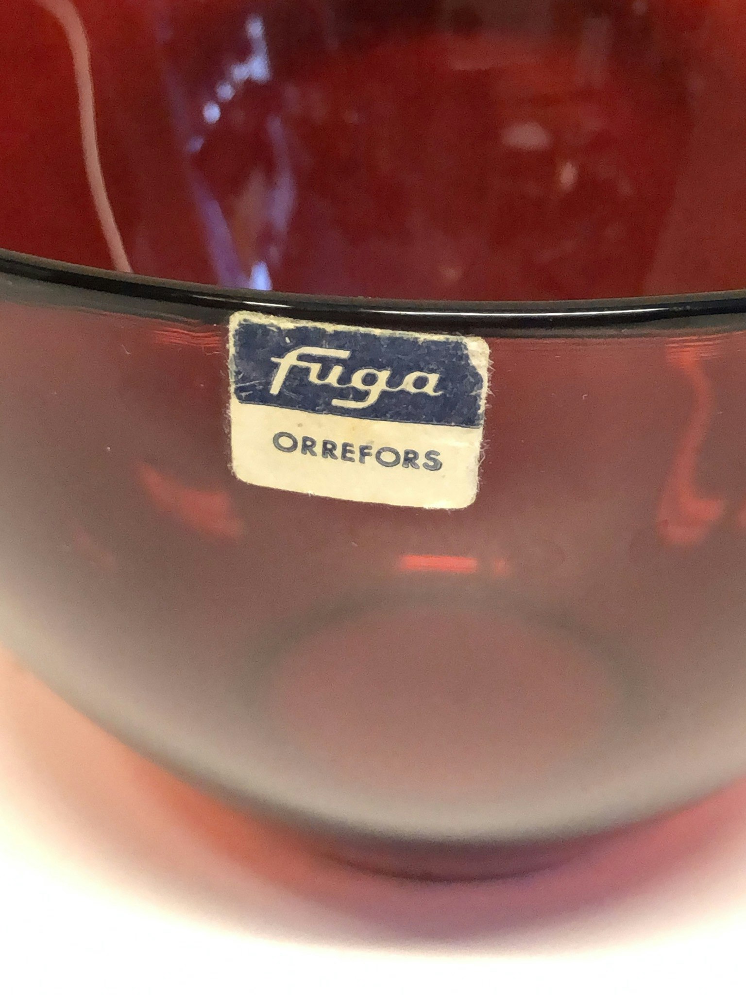 SVEN PALMQVIST. Skål, glas, "Fuga", Orrefors, 1900-talets andra hälft.