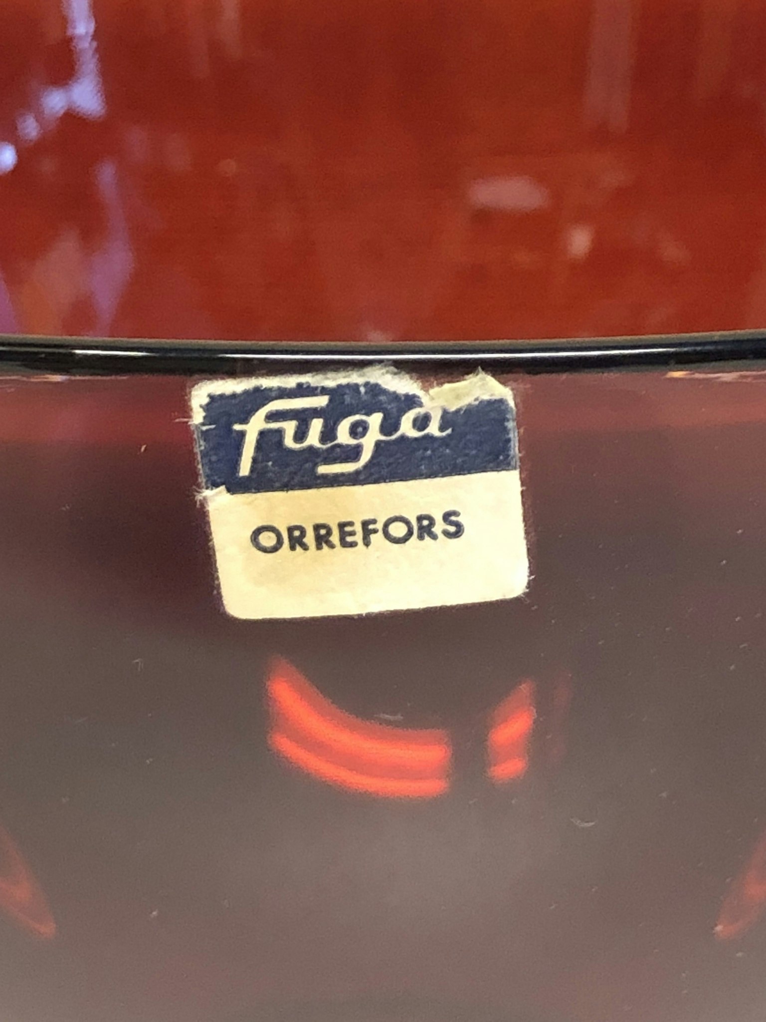 SVEN PALMQVIST. Skål, glas, "Fuga", Orrefors, 1900-talets andra hälft.