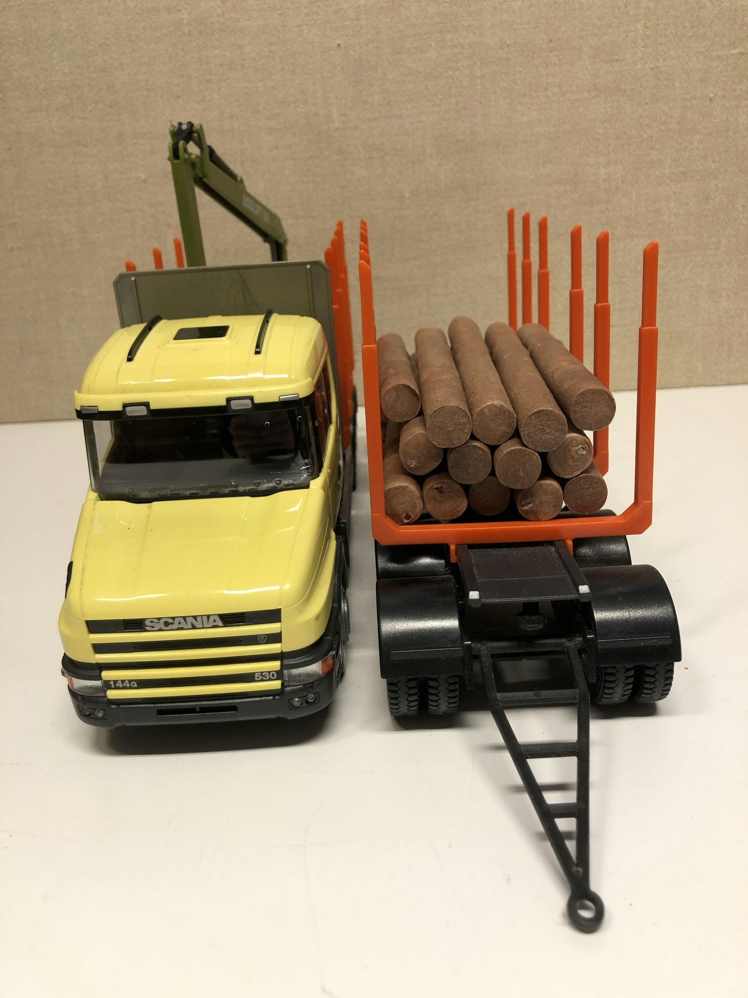TOY TRUCK, plastic, "Timber truck", Scania 144G 530, Emek, 19/2000s.