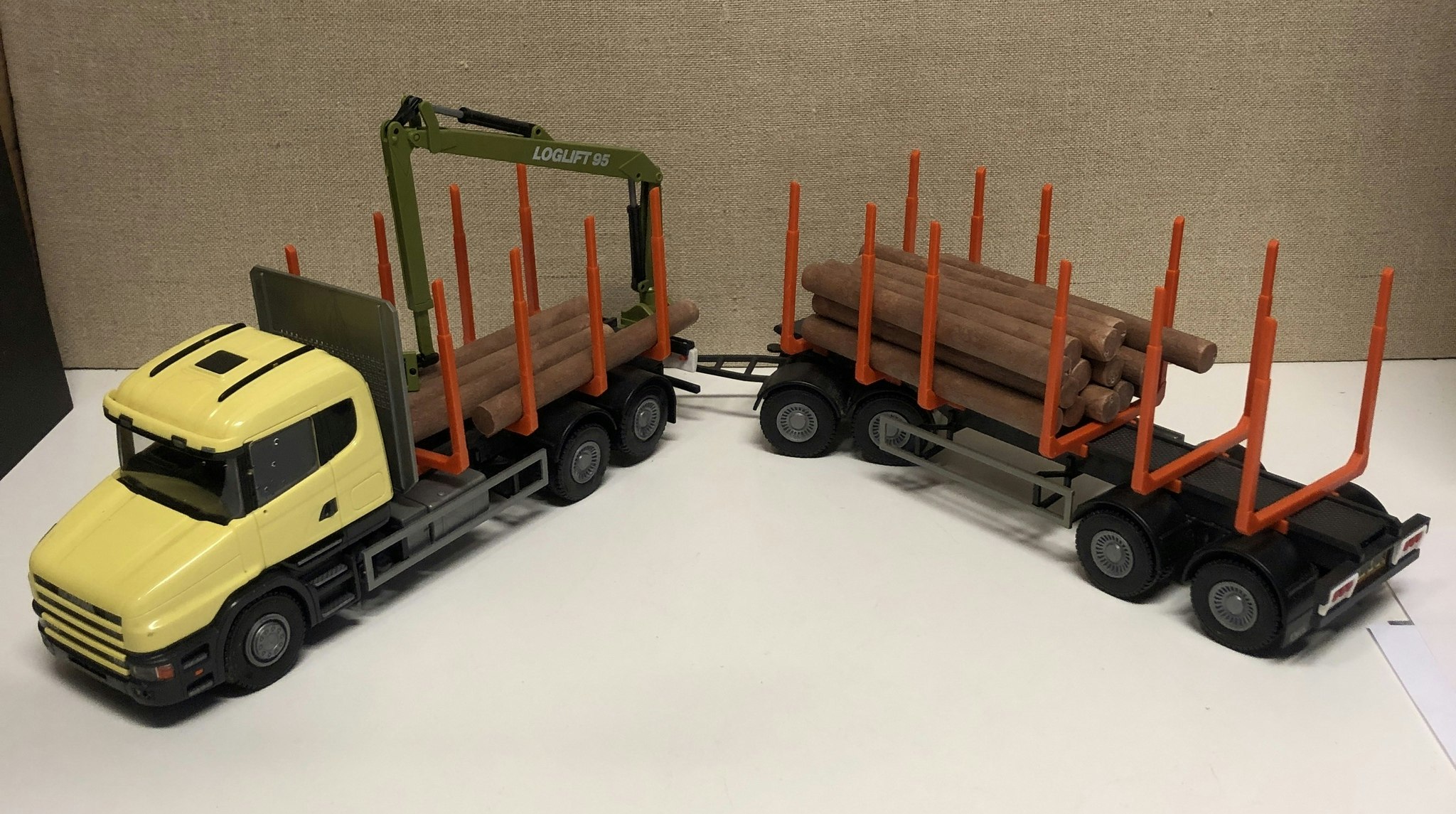 TOY TRUCK, plastic, "Timber truck", Scania 144G 530, Emek, 19/2000s.