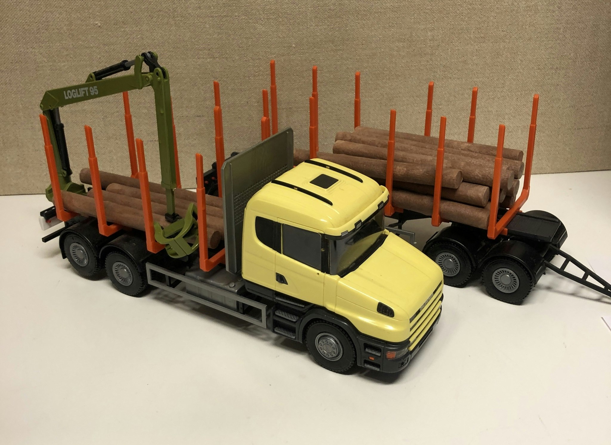TOY TRUCK, plastic, "Timber truck", Scania 144G 530, Emek, 19/2000s.