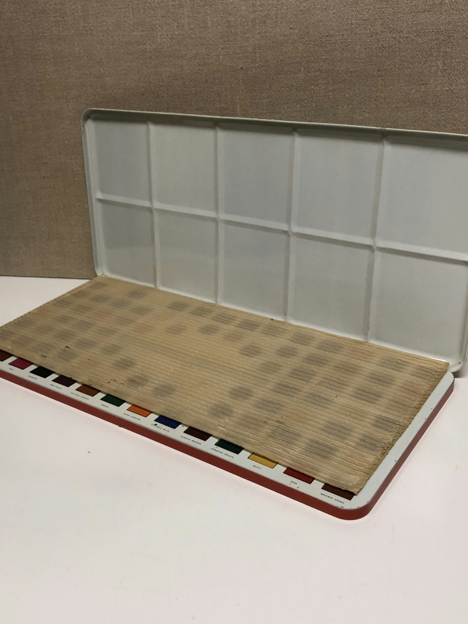 PAINT BOX, sheet metal, watercolor, Western Paint Box, England, mid-20th century.