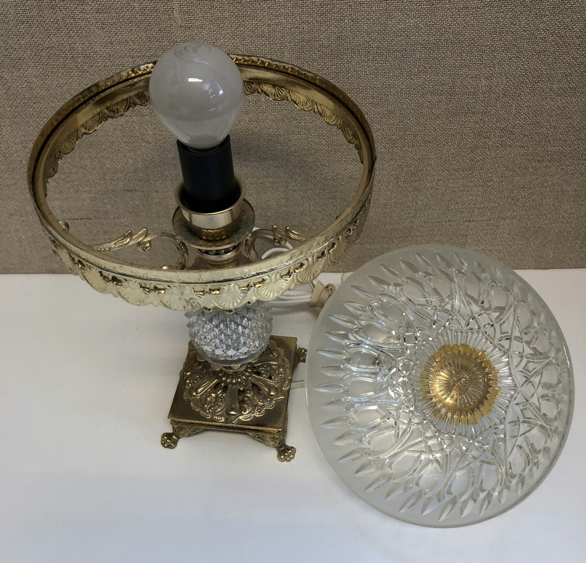 BORDSLAMPA, metall/glas, 1980-tal.