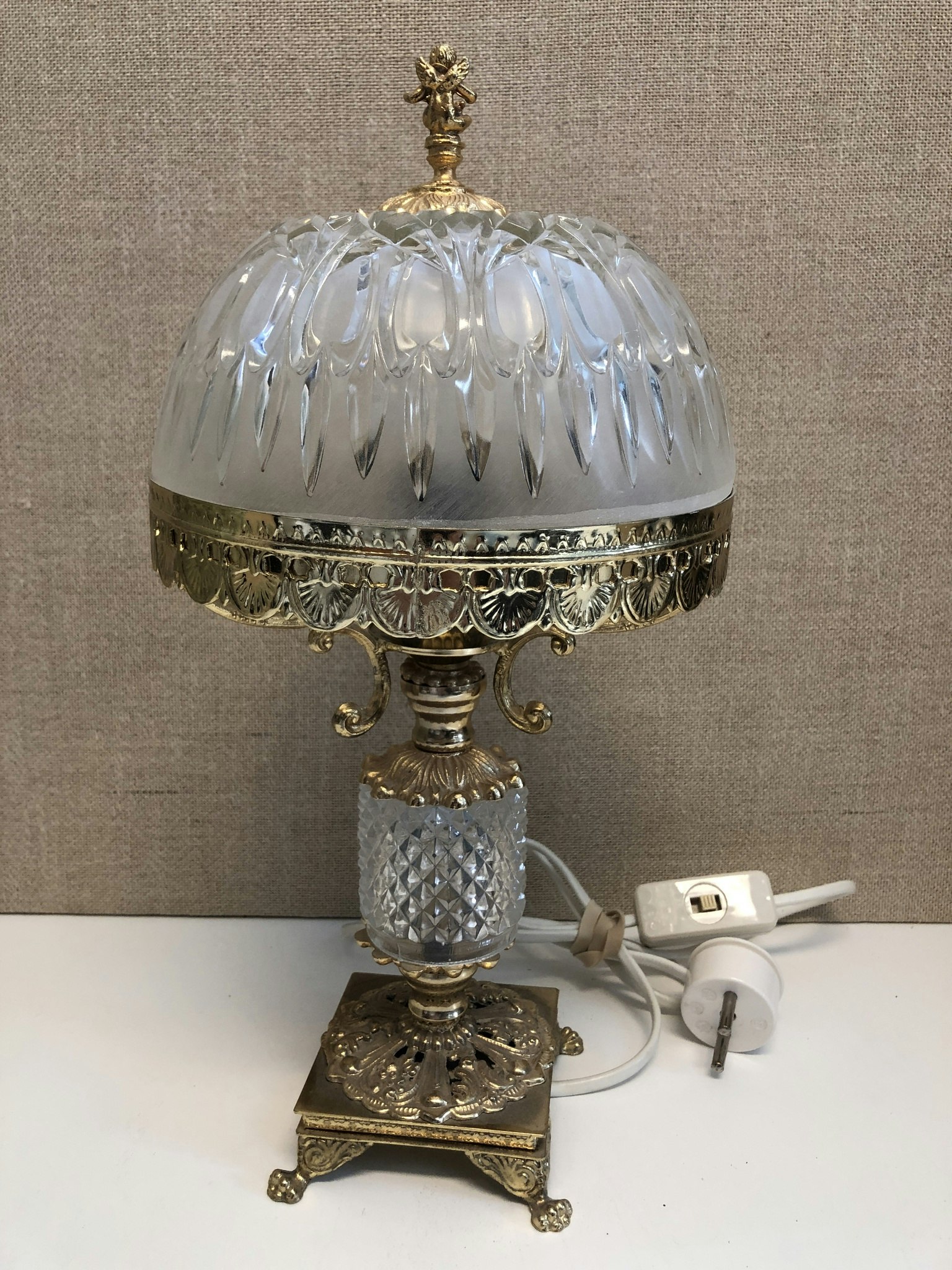 BORDSLAMPA, metall/glas, 1980-tal.