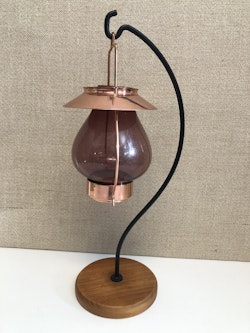 GUNNAR ANDER, ljuslykta, koppar/glas/teak, Ystad Metall, Sweden, 1960/70-tal