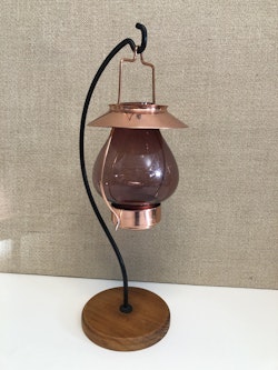 GUNNAR ANDER, ljuslykta, koppar/glas/teak, Ystad Metall, Sweden, 1960/70-tal